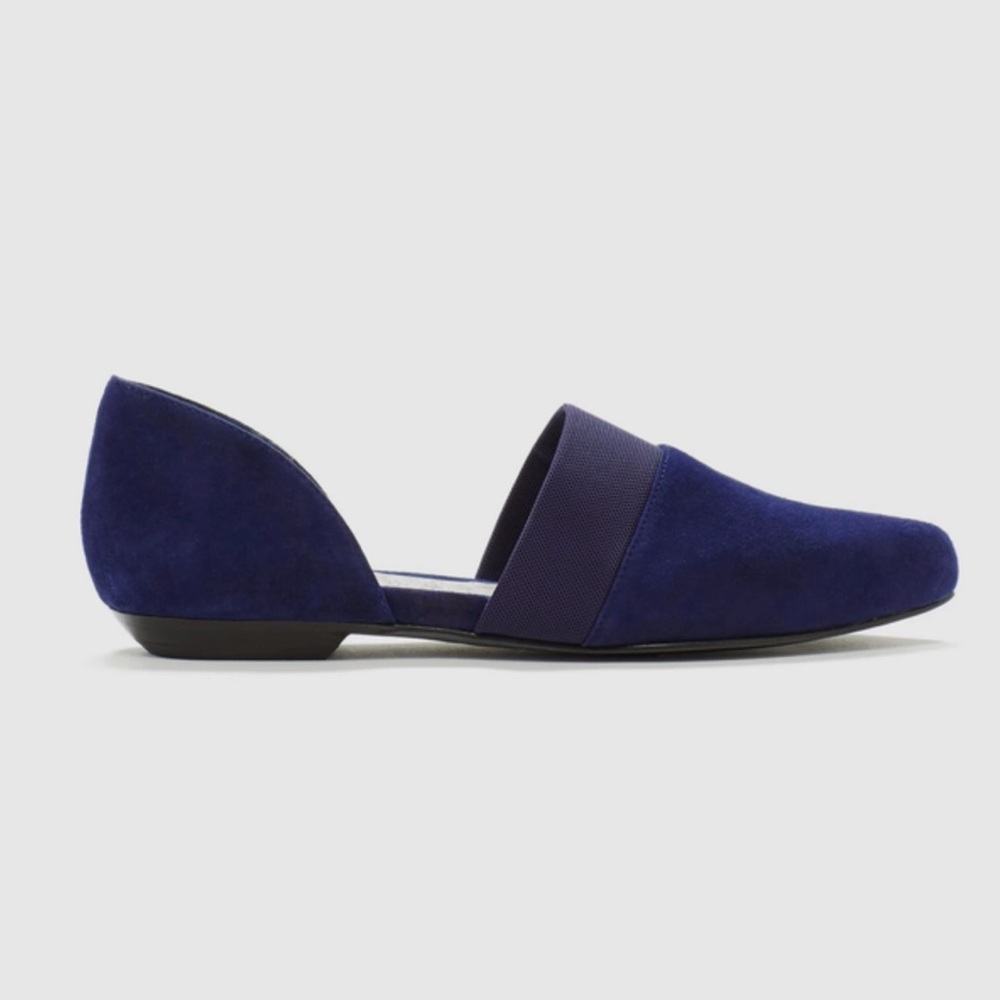 Eileen Fisher Blue Suede D’Orsay Ballet Flats - Picture 1 of 7